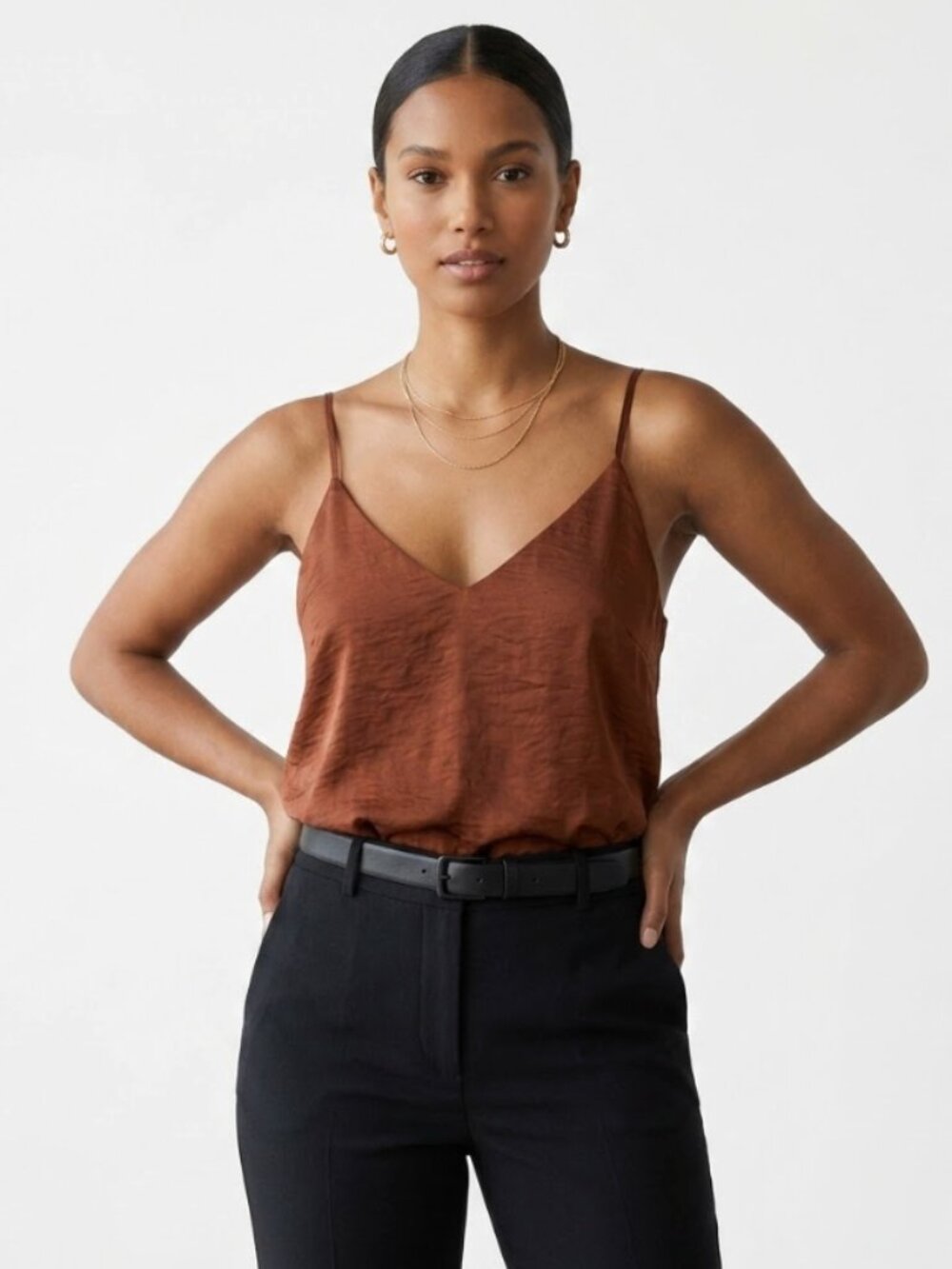 Wilfred Free | Aritzia Satin Camisole Tank Top Brown | Size Medium